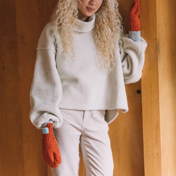 Free People We the Free Elk Mountain Pullover Fleece Sweater blue - Picture 4 of 12